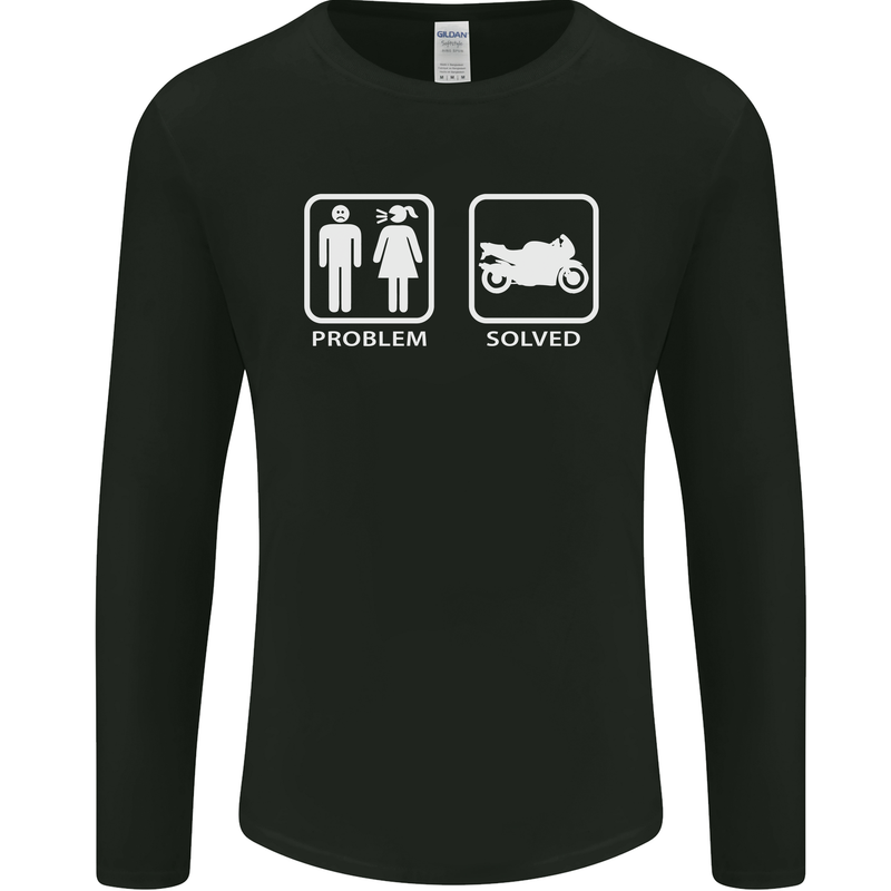 Motorbike Problem Solved Biker Motorcycle Mens Long Sleeve T-Shirt Black