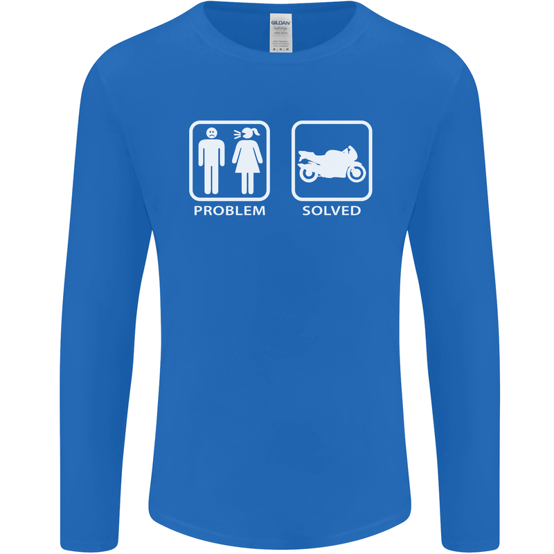 Motorbike Problem Solved Biker Motorcycle Mens Long Sleeve T-Shirt Royal Blue