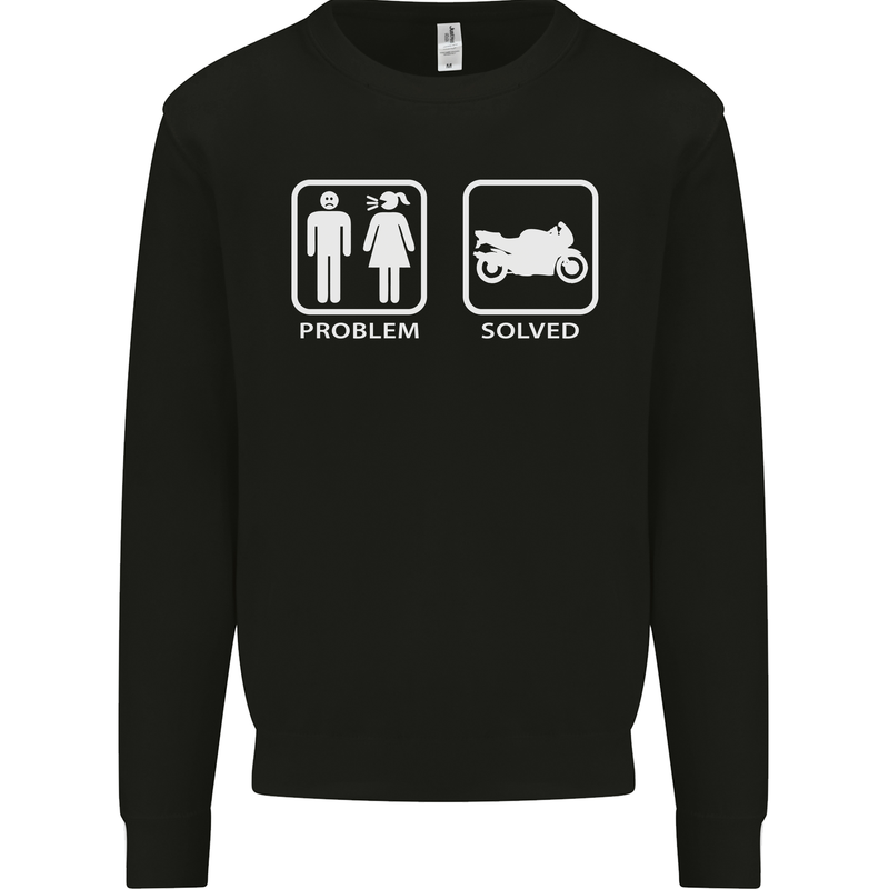 Motorbike Problem Solved Biker Motorcycle Mens Sweatshirt Jumper Black