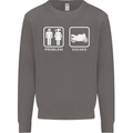 Motorbike Problem Solved Biker Motorcycle Mens Sweatshirt Jumper Charcoal