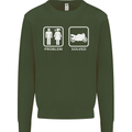 Motorbike Problem Solved Biker Motorcycle Mens Sweatshirt Jumper Forest Green