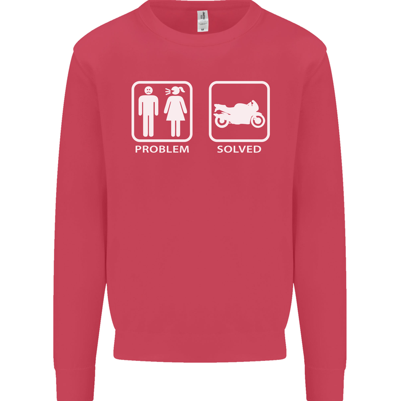 Motorbike Problem Solved Biker Motorcycle Mens Sweatshirt Jumper Heliconia