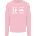 Motorbike Problem Solved Biker Motorcycle Mens Sweatshirt Jumper Light Pink