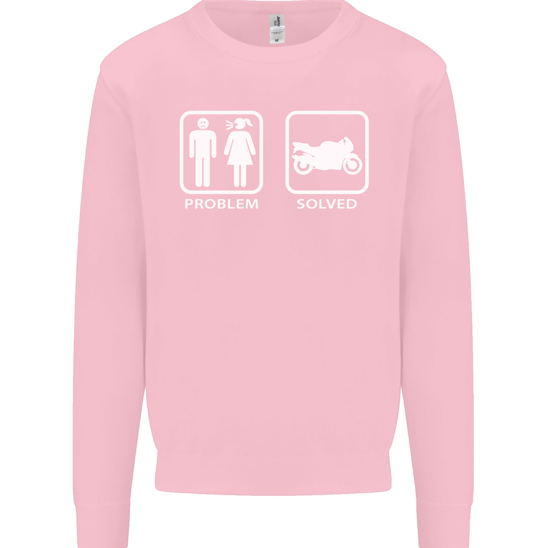 Motorbike Problem Solved Biker Motorcycle Mens Sweatshirt Jumper Light Pink