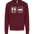 Motorbike Problem Solved Biker Motorcycle Mens Sweatshirt Jumper Maroon