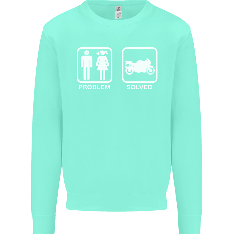Motorbike Problem Solved Biker Motorcycle Mens Sweatshirt Jumper Peppermint