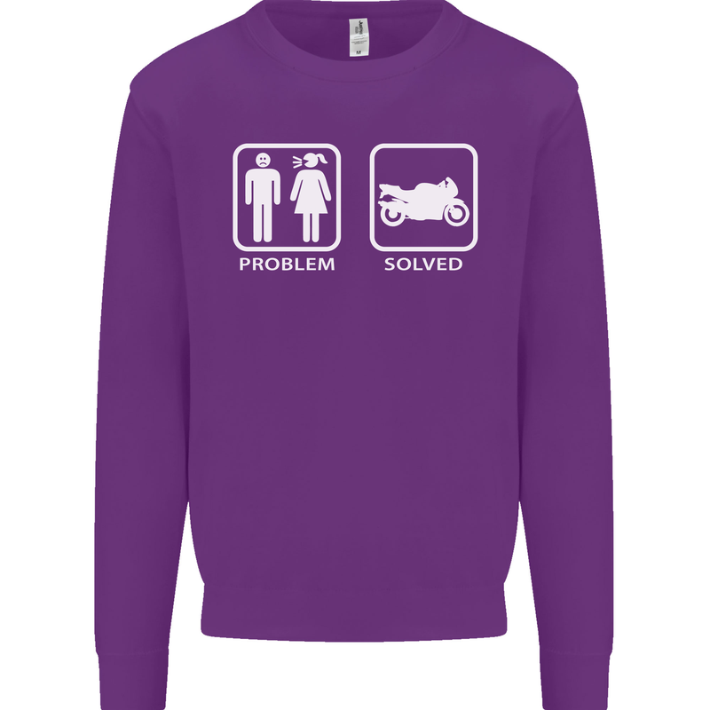 Motorbike Problem Solved Biker Motorcycle Mens Sweatshirt Jumper Purple