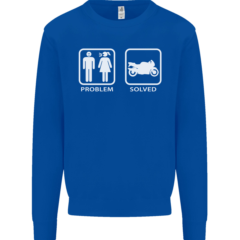 Motorbike Problem Solved Biker Motorcycle Mens Sweatshirt Jumper Royal Blue