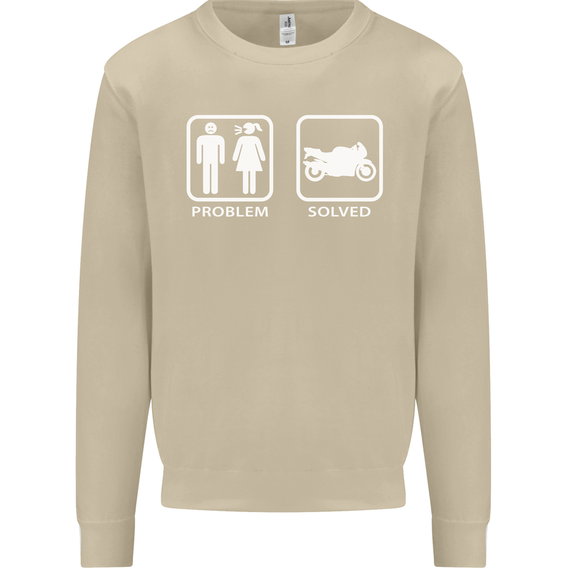 Motorbike Problem Solved Biker Motorcycle Mens Sweatshirt Jumper Sand