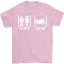 Motorbike Problem Solved Biker Motorcycle Mens T-Shirt Cotton Gildan Light Pink