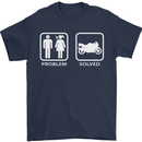 Motorbike Problem Solved Biker Motorcycle Mens T-Shirt Cotton Gildan Navy Blue