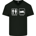 Motorbike Problem Solved Biker Motorcycle Mens V-Neck Cotton T-Shirt Black