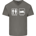 Motorbike Problem Solved Biker Motorcycle Mens V-Neck Cotton T-Shirt Charcoal