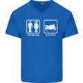 Motorbike Problem Solved Biker Motorcycle Mens V-Neck Cotton T-Shirt Royal Blue
