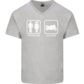 Motorbike Problem Solved Biker Motorcycle Mens V-Neck Cotton T-Shirt Sports Grey