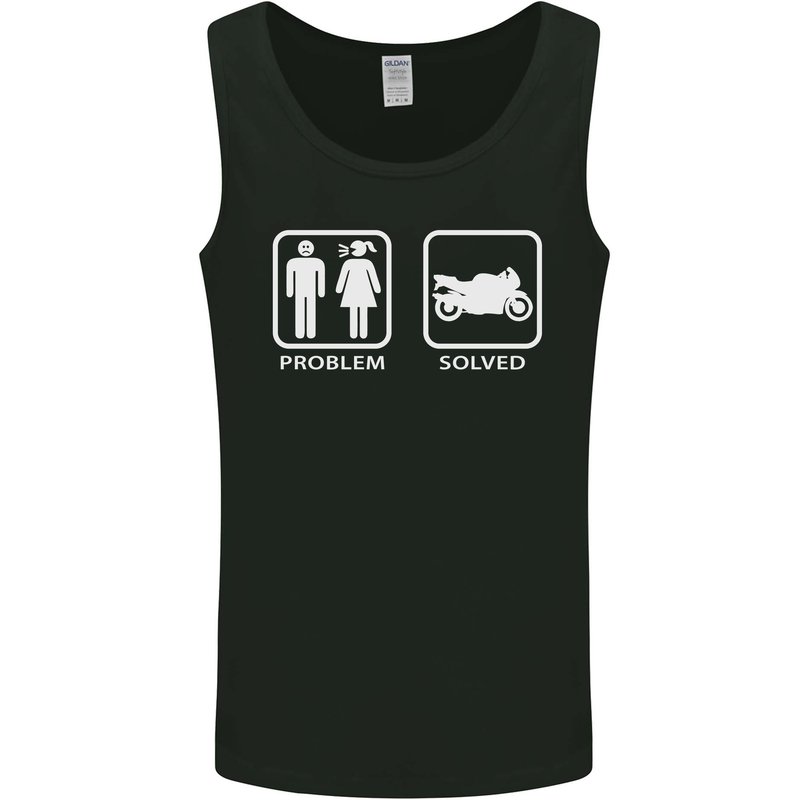 Motorbike Problem Solved Biker Motorcycle Mens Vest Tank Top Black