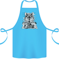 Motorbike Wolf Biker Motorcycle Motorbike Cotton Apron 100% Organic Turquoise