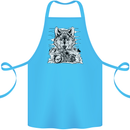 Motorbike Wolf Biker Motorcycle Motorbike Cotton Apron 100% Organic Turquoise