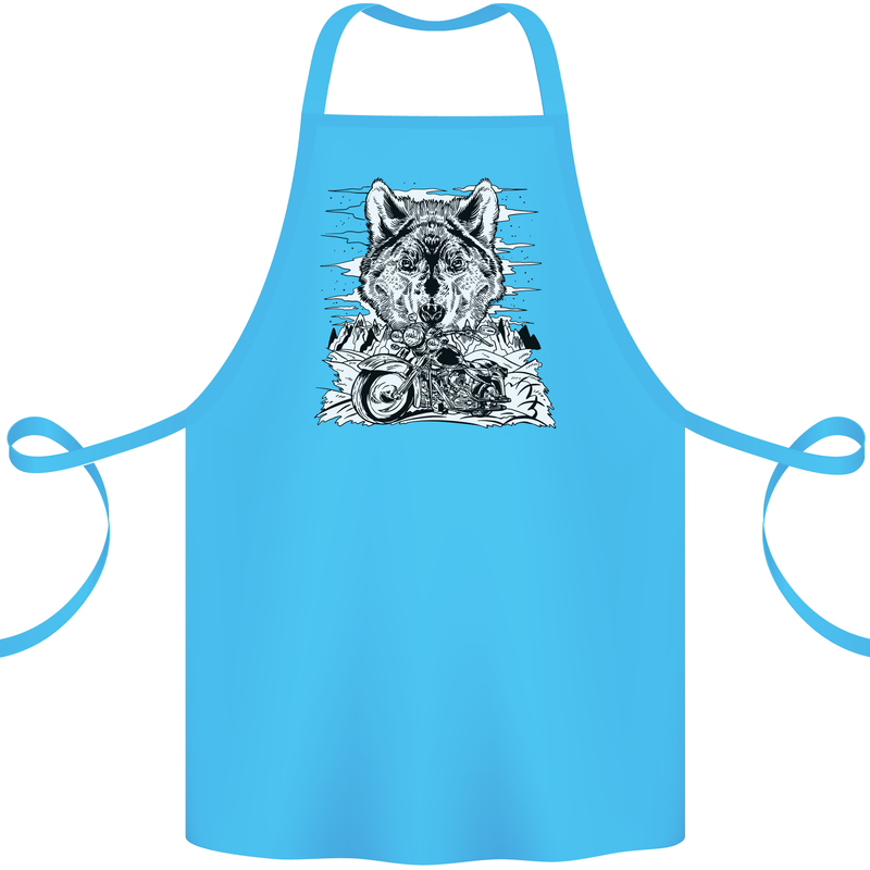 Motorbike Wolf Biker Motorcycle Motorbike Cotton Apron 100% Organic Turquoise