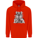 Motorbike Wolf Biker Motorcycle Motorbike Mens 80% Cotton Hoodie Bright Red