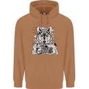 Motorbike Wolf Biker Motorcycle Motorbike Mens 80% Cotton Hoodie Caramel Latte