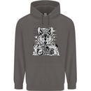 Motorbike Wolf Biker Motorcycle Motorbike Mens 80% Cotton Hoodie Charcoal