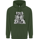 Motorbike Wolf Biker Motorcycle Motorbike Mens 80% Cotton Hoodie Forest Green