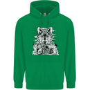 Motorbike Wolf Biker Motorcycle Motorbike Mens 80% Cotton Hoodie Irish Green