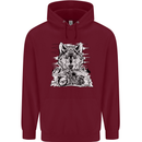 Motorbike Wolf Biker Motorcycle Motorbike Mens 80% Cotton Hoodie Maroon