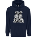Motorbike Wolf Biker Motorcycle Motorbike Mens 80% Cotton Hoodie Navy Blue