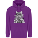 Motorbike Wolf Biker Motorcycle Motorbike Mens 80% Cotton Hoodie Purple