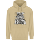 Motorbike Wolf Biker Motorcycle Motorbike Mens 80% Cotton Hoodie Sand