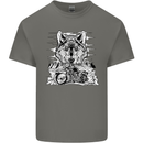 Motorbike Wolf Biker Motorcycle Motorbike Mens Cotton T-Shirt Tee Top Charcoal