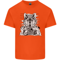 Motorbike Wolf Biker Motorcycle Motorbike Mens Cotton T-Shirt Tee Top Orange