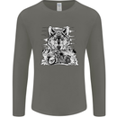Motorbike Wolf Biker Motorcycle Motorbike Mens Long Sleeve T-Shirt Charcoal