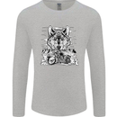 Motorbike Wolf Biker Motorcycle Motorbike Mens Long Sleeve T-Shirt Sports Grey