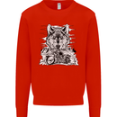 Motorbike Wolf Biker Motorcycle Motorbike Mens Sweatshirt Jumper Bright Red
