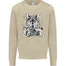 Motorbike Wolf Biker Motorcycle Motorbike Mens Sweatshirt Jumper Sand
