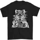 Motorbike Wolf Biker Motorcycle Motorbike Mens T-Shirt Cotton Gildan Black
