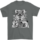 Motorbike Wolf Biker Motorcycle Motorbike Mens T-Shirt Cotton Gildan Charcoal