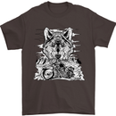 Motorbike Wolf Biker Motorcycle Motorbike Mens T-Shirt Cotton Gildan Dark Chocolate