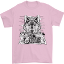 Motorbike Wolf Biker Motorcycle Motorbike Mens T-Shirt Cotton Gildan Light Pink
