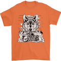 Motorbike Wolf Biker Motorcycle Motorbike Mens T-Shirt Cotton Gildan Orange