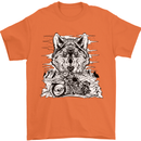 Motorbike Wolf Biker Motorcycle Motorbike Mens T-Shirt Cotton Gildan Orange