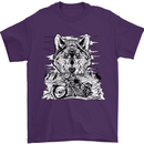 Motorbike Wolf Biker Motorcycle Motorbike Mens T-Shirt Cotton Gildan Purple