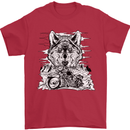 Motorbike Wolf Biker Motorcycle Motorbike Mens T-Shirt Cotton Gildan Red