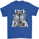 Motorbike Wolf Biker Motorcycle Motorbike Mens T-Shirt Cotton Gildan Royal Blue