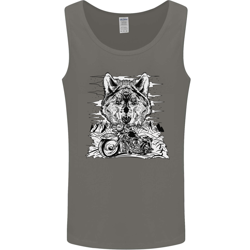 Motorbike Wolf Biker Motorcycle Motorbike Mens Vest Tank Top Charcoal