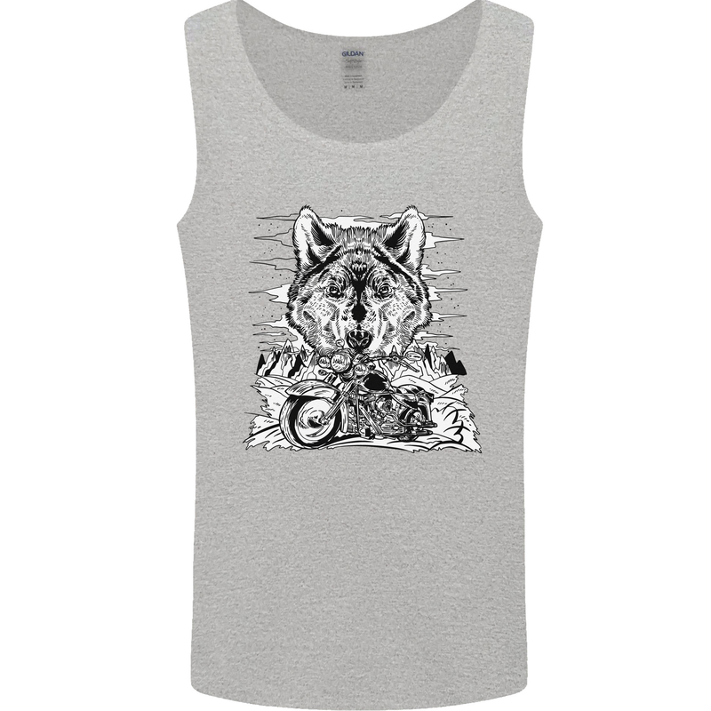 Motorbike Wolf Biker Motorcycle Motorbike Mens Vest Tank Top Sports Grey
