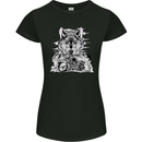 Motorbike Wolf Biker Motorcycle Motorbike Womens Petite Cut T-Shirt Black